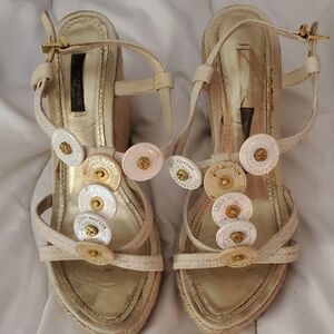 Louis Vuitton Cream and Gold Espadrilles